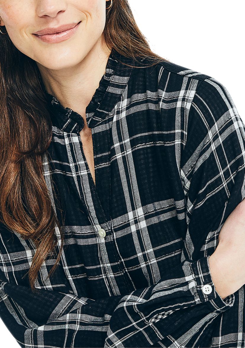 Womens Plaid Tiered Shirt Dress 