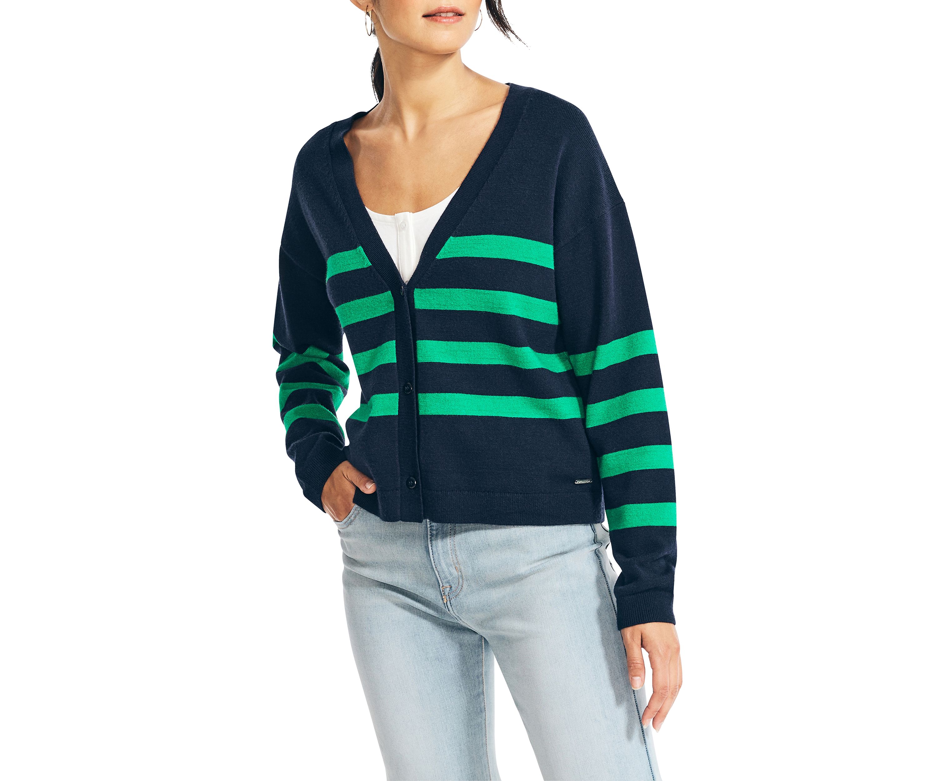 Womens Striped Cardigan