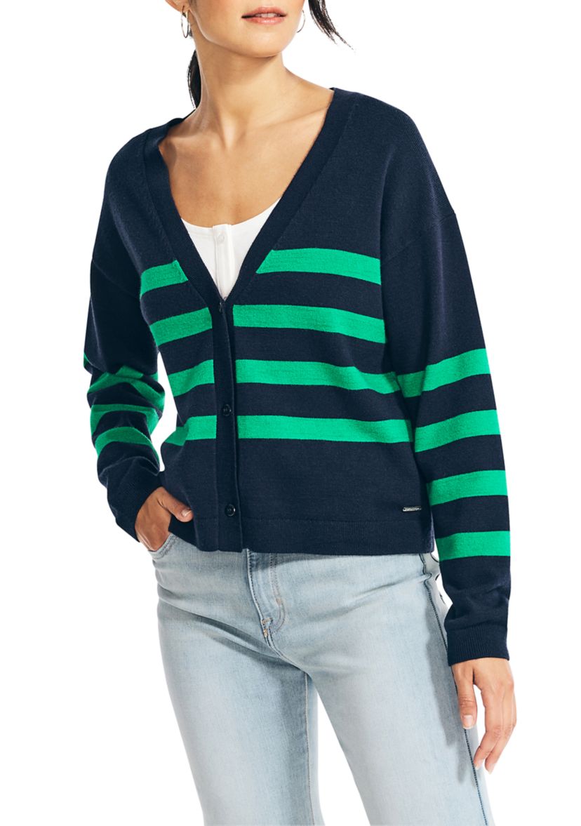 Womens Striped Cardigan