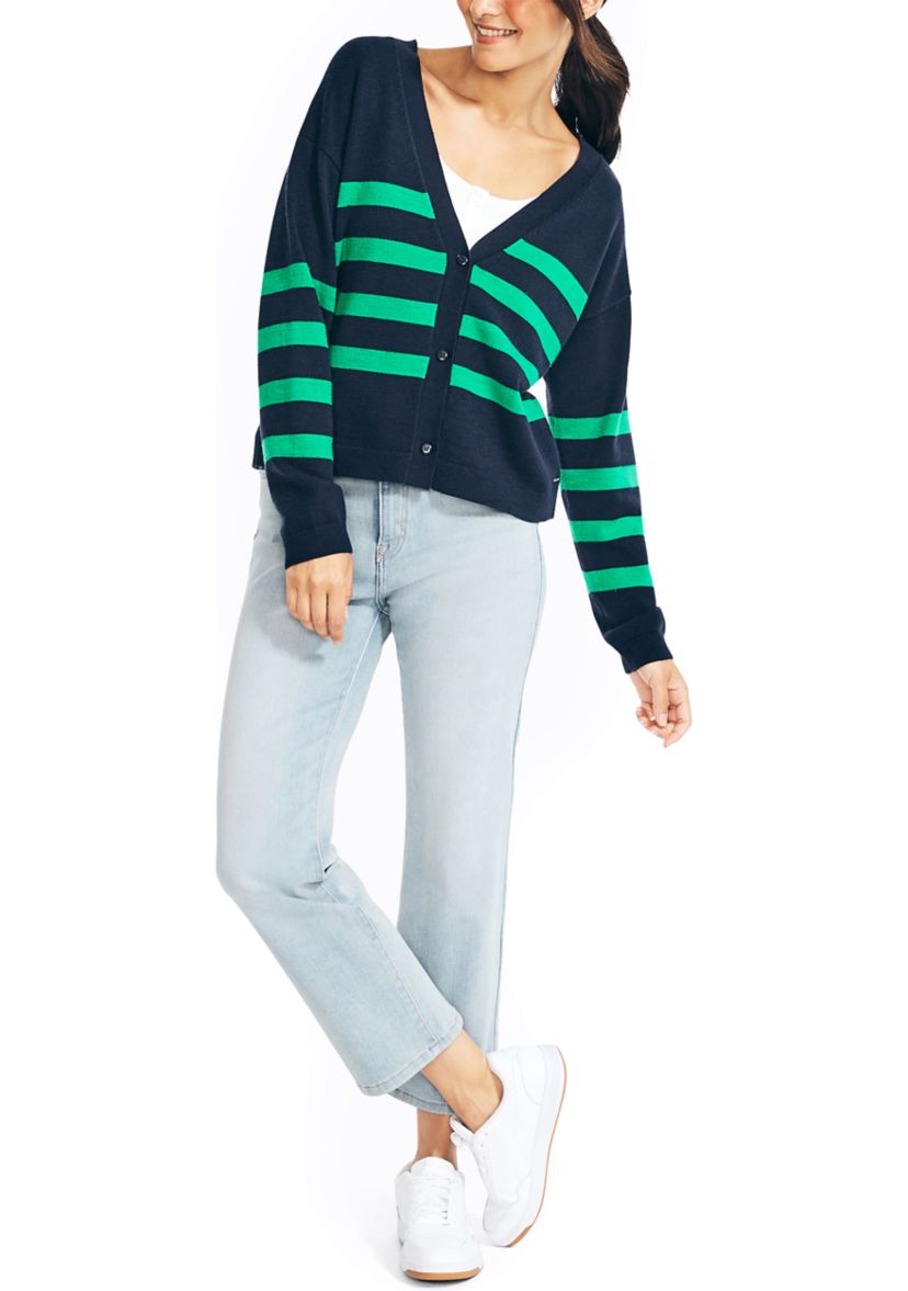 Womens Striped Cardigan