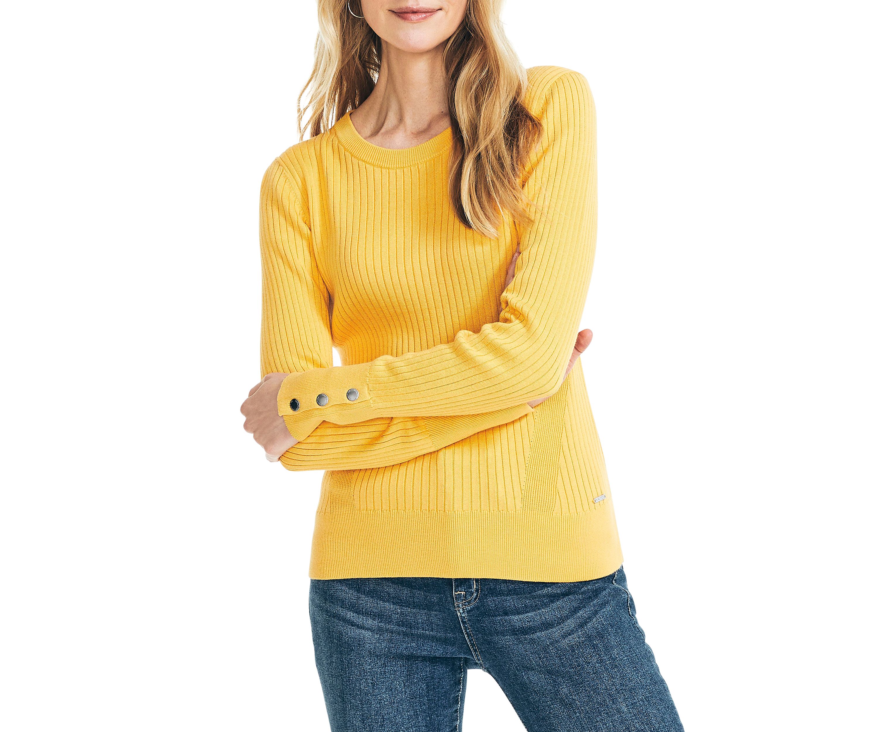Womens Sustainably Crafted Ribbed Crew Neck Sweater