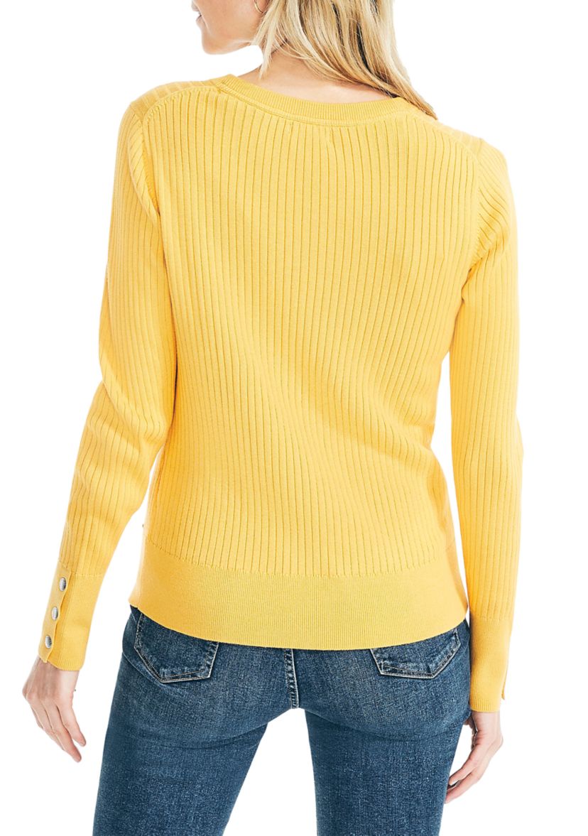 Womens Sustainably Crafted Ribbed Crew Neck Sweater
