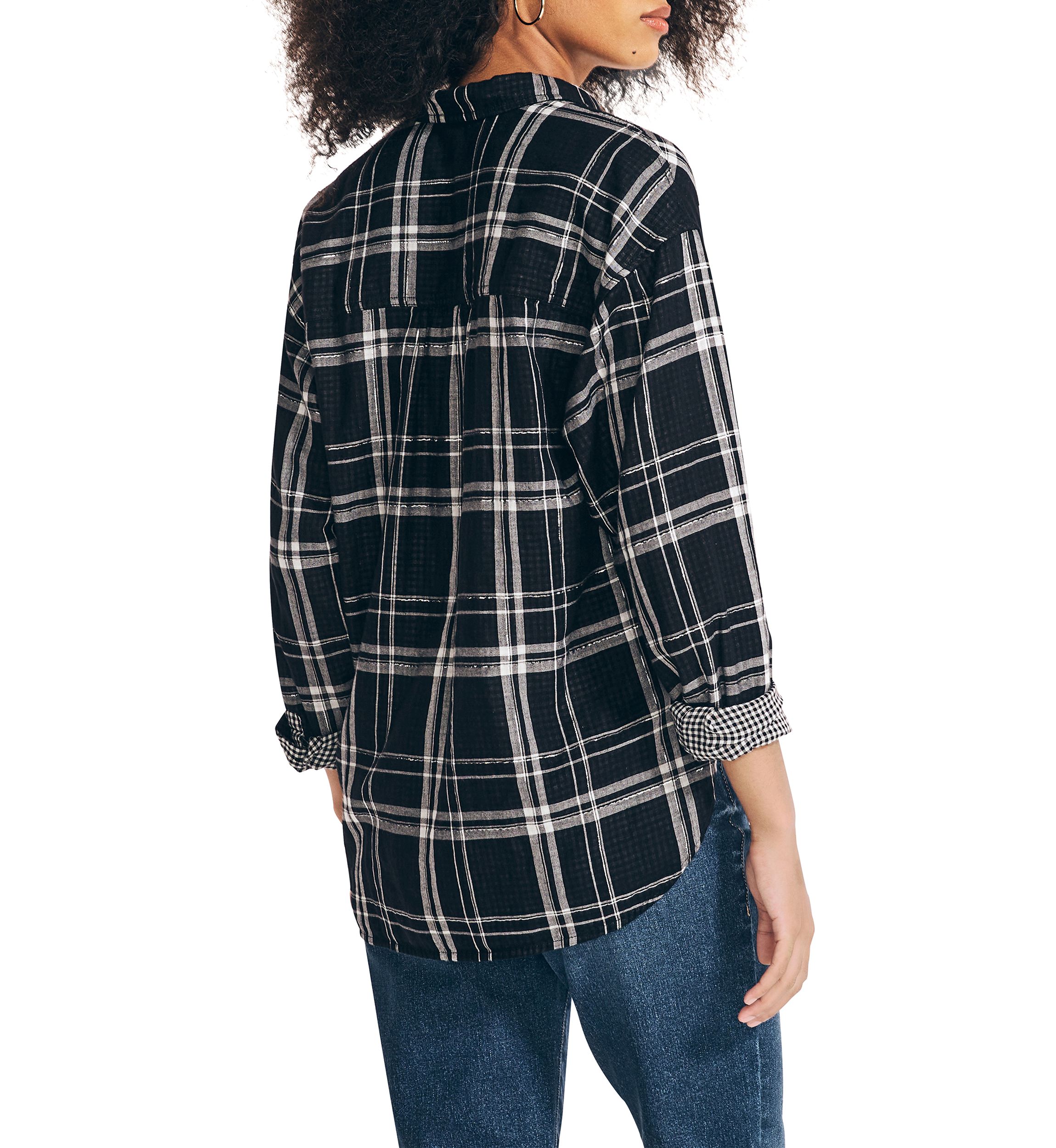 Womens Plaid Button Down Shirt