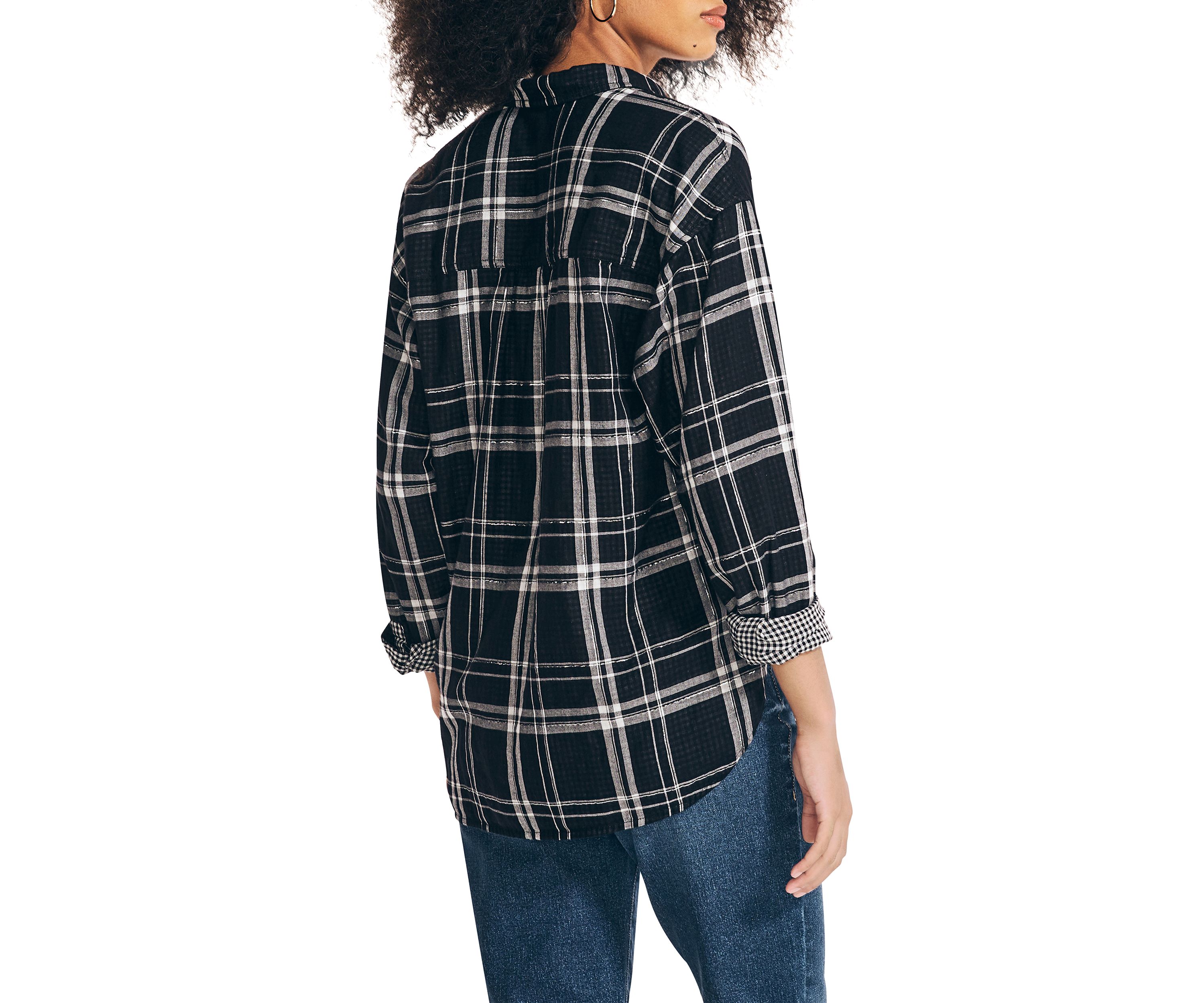 Womens Plaid Button Down Shirt