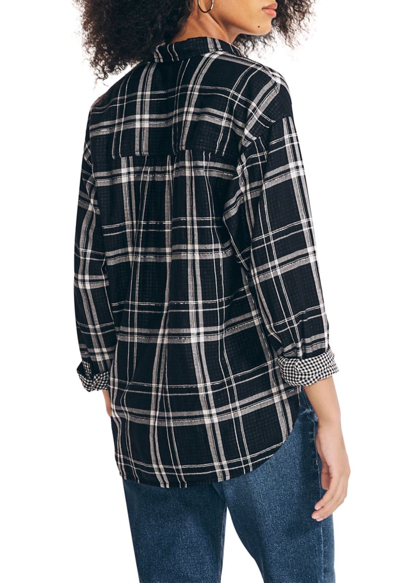 Womens Plaid Button Down Shirt