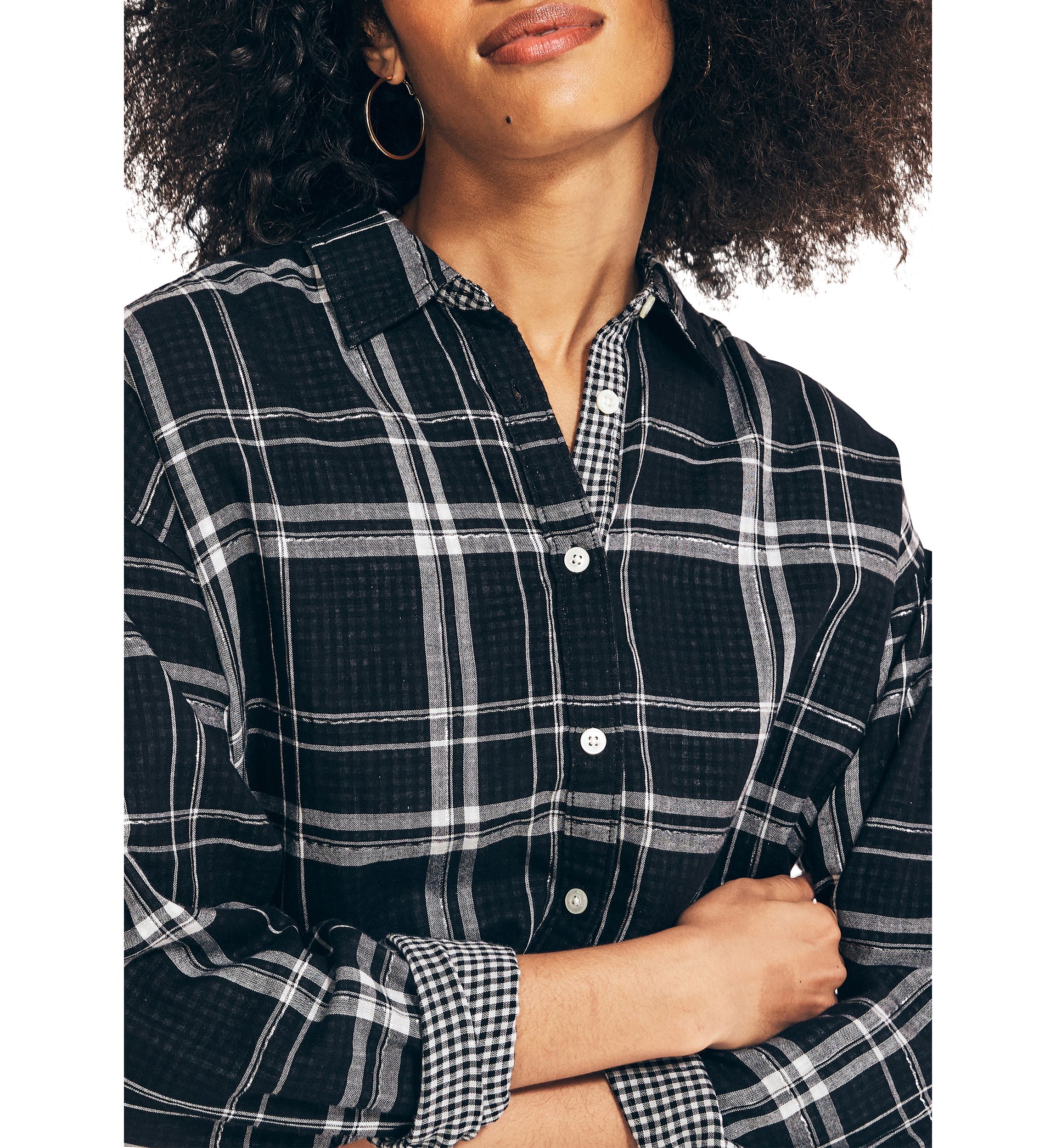 Womens Plaid Button Down Shirt