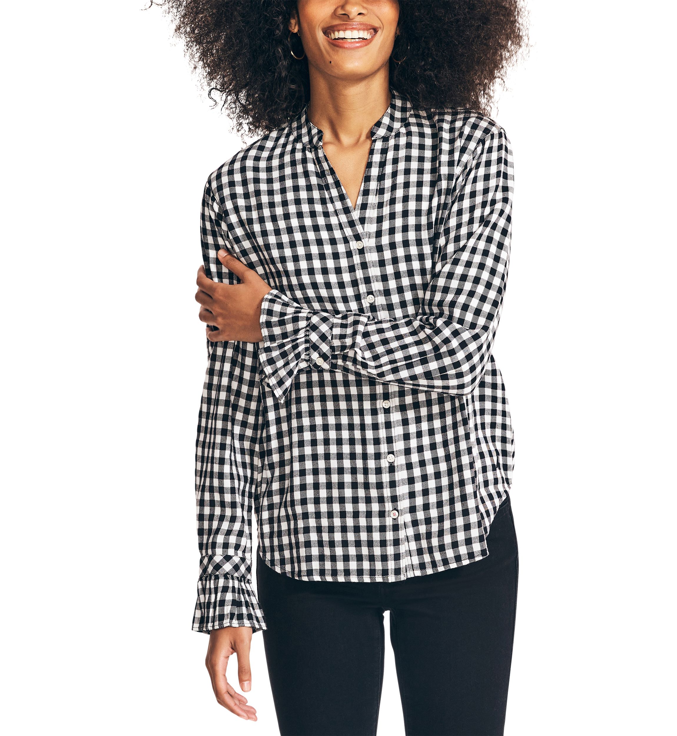 Womens Checkered Boyfriend Top