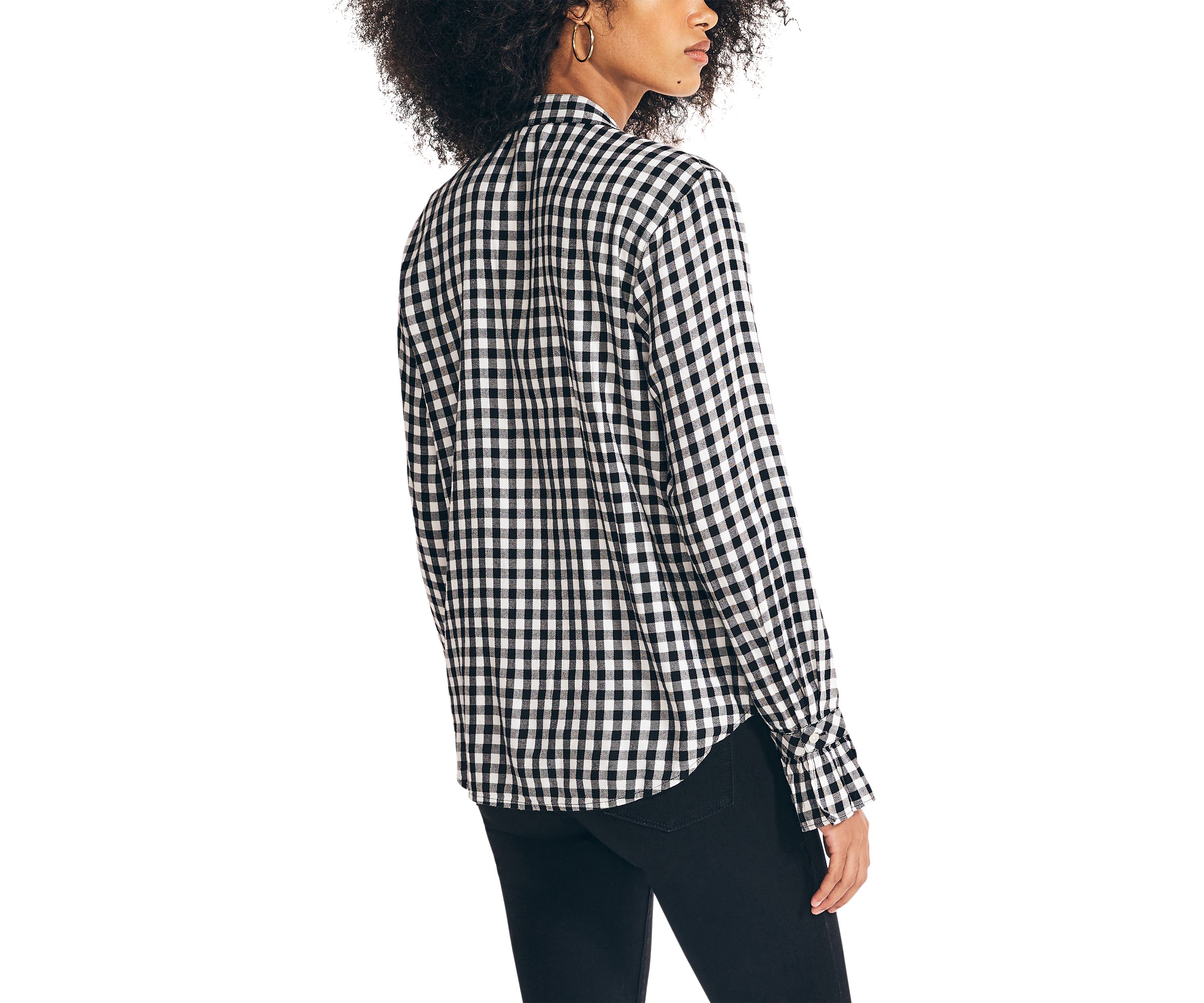 Womens Checkered Boyfriend Top