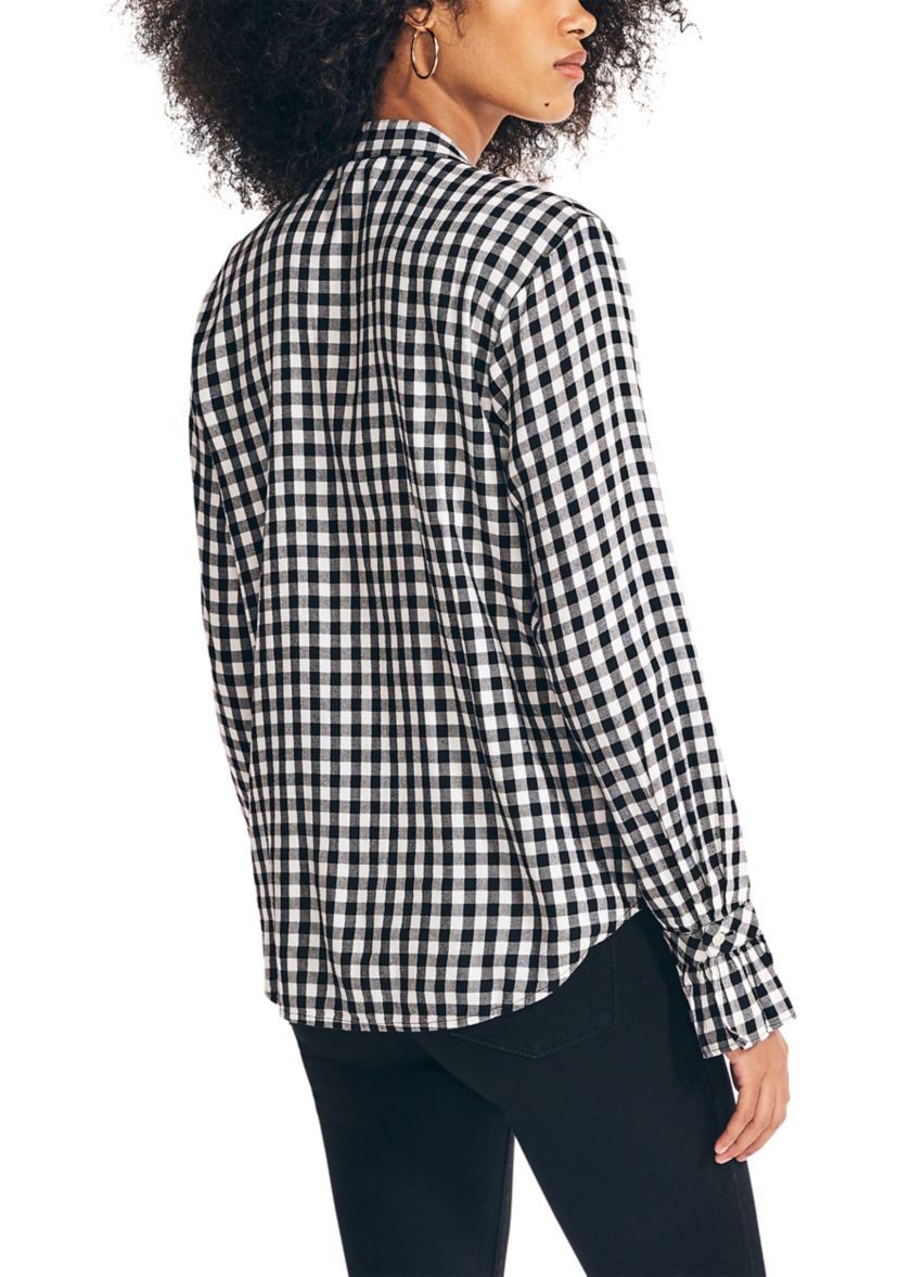 Womens Checkered Boyfriend Top