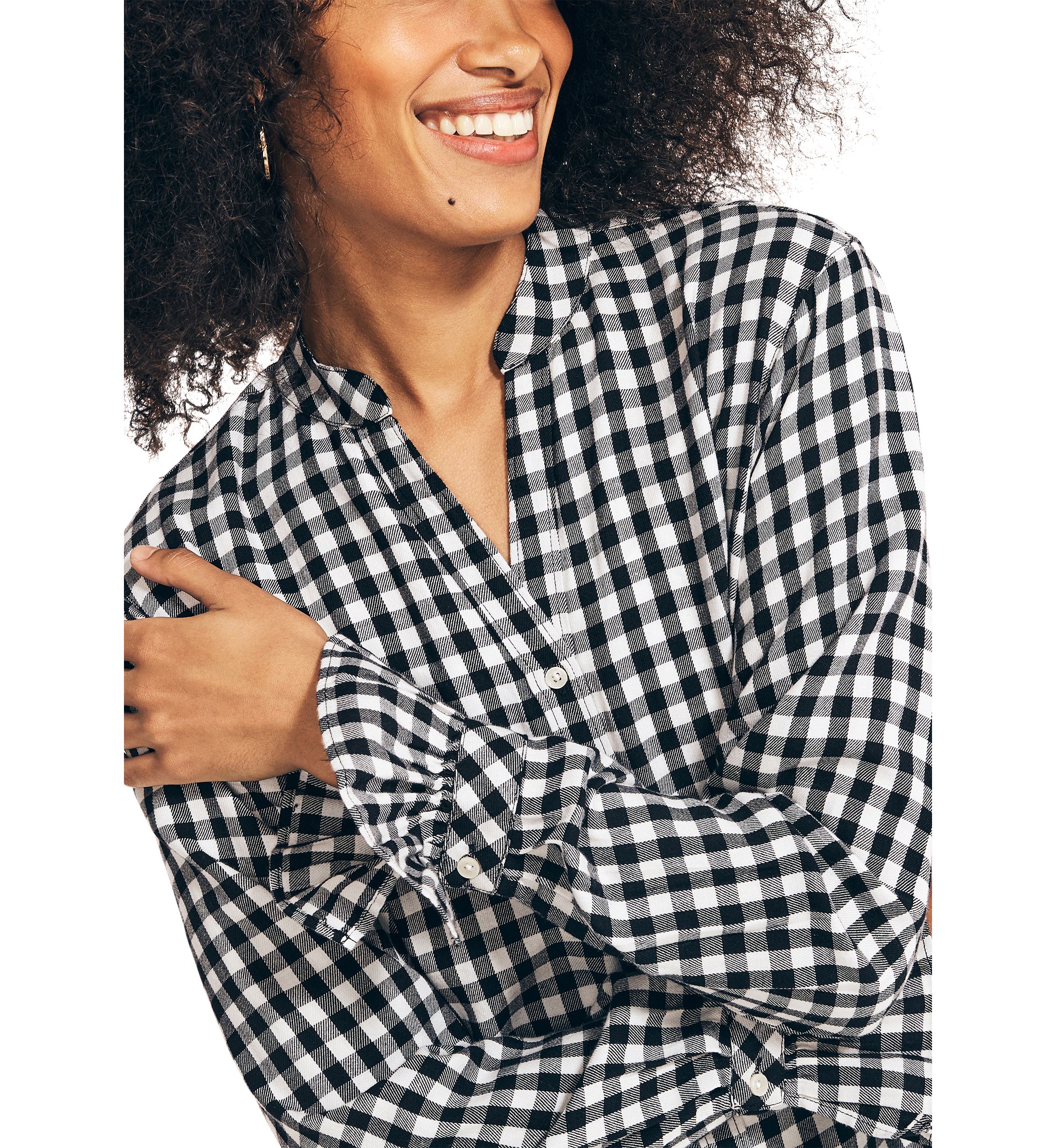 Womens Checkered Boyfriend Top