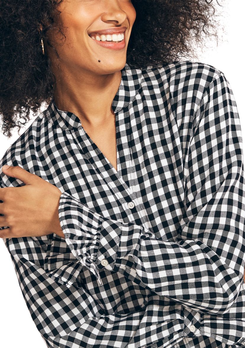 Womens Checkered Boyfriend Top