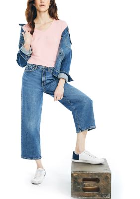 Women's High Rise Wide Leg Crop Denim Jeans