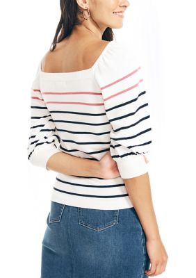 Women's Sustainably Crafted Striped Square Neck Top