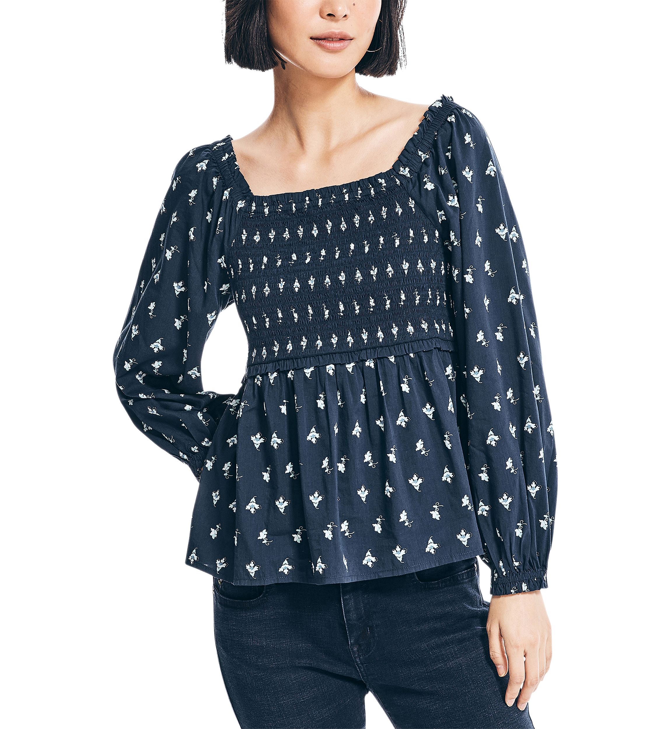 Womens Sustainably Crafted Printed Square Neck Top