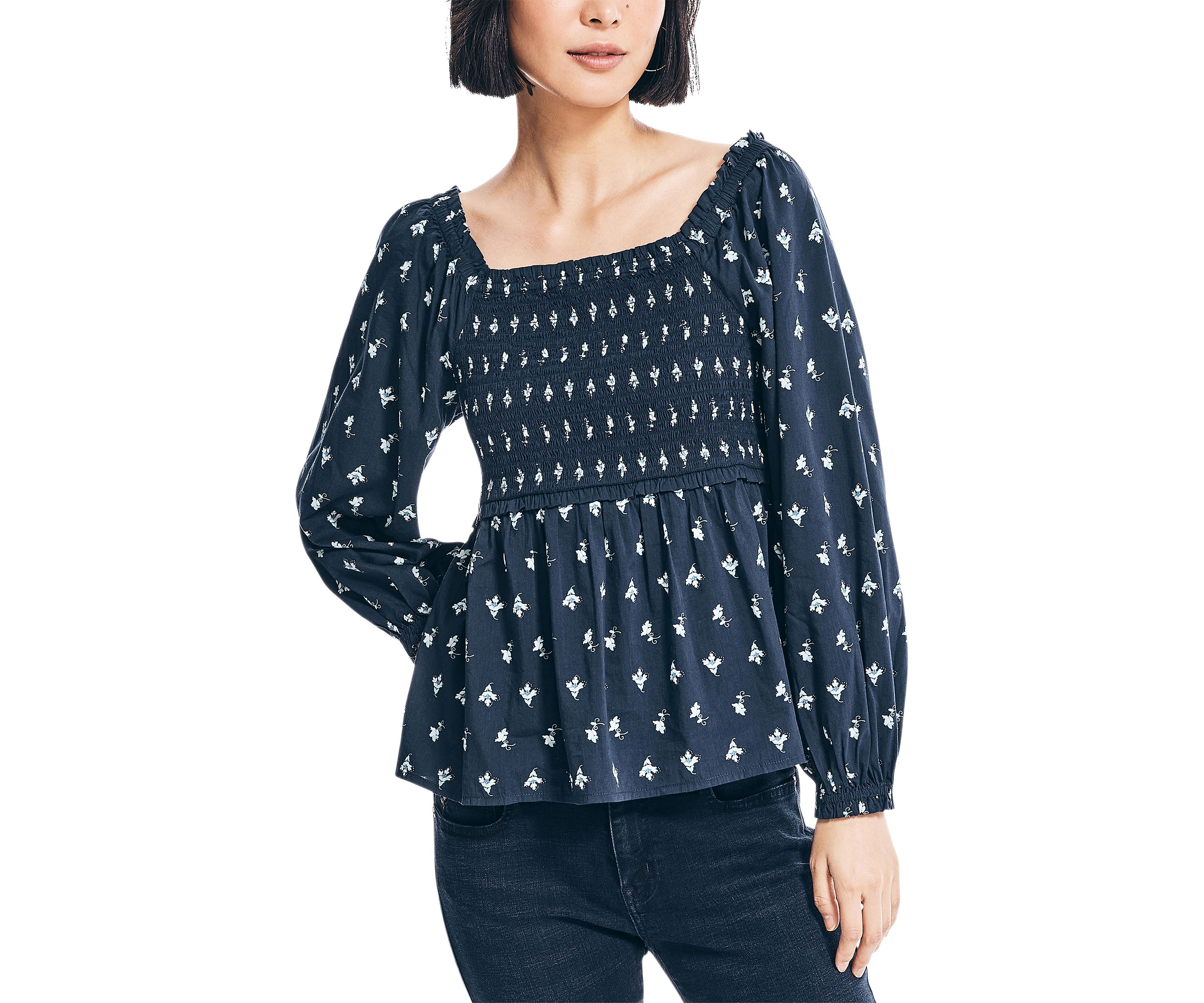 Womens Sustainably Crafted Printed Square Neck Top