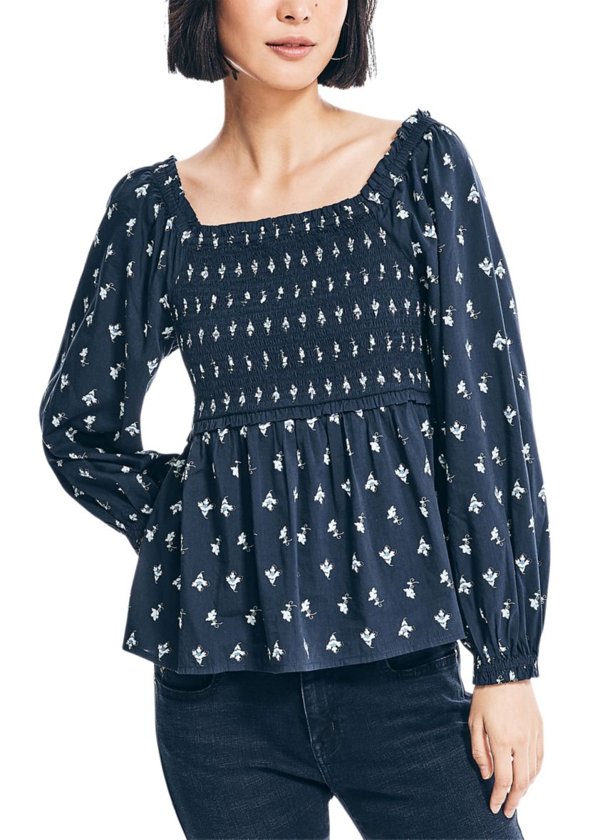 Womens Sustainably Crafted Printed Square Neck Top
