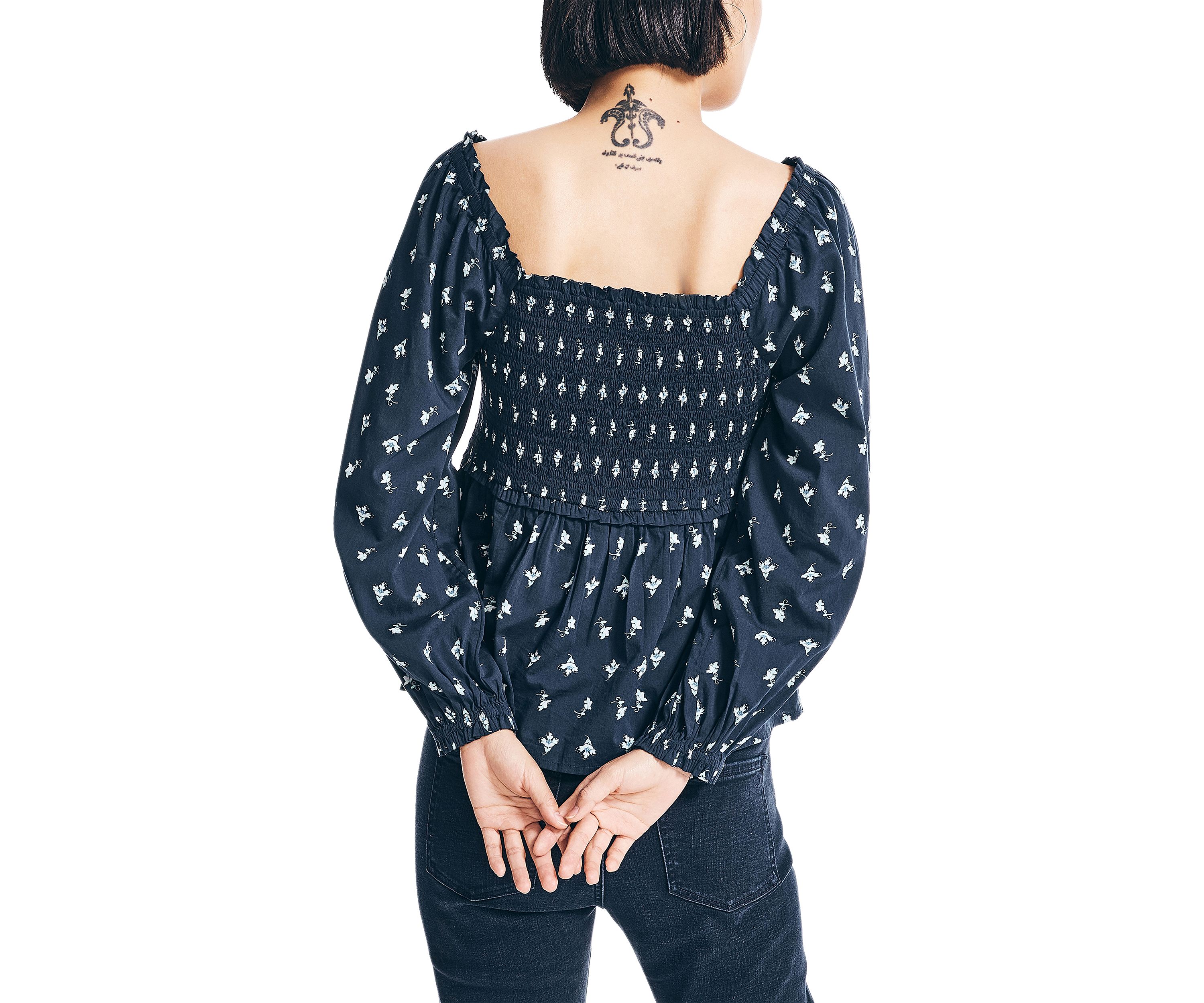 Womens Sustainably Crafted Printed Square Neck Top