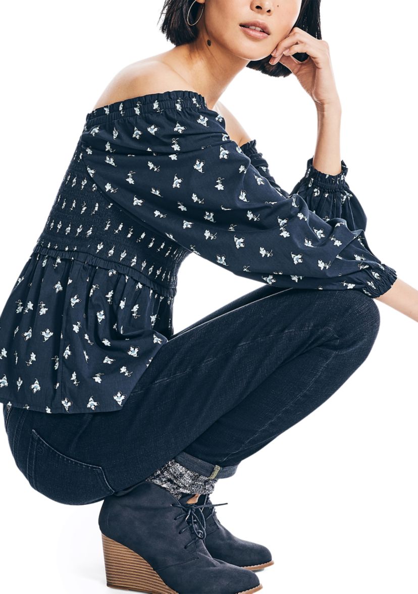 Womens Sustainably Crafted Printed Square Neck Top