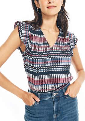 Women's Sustainably Crafted Printed V-Neck Shirt