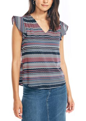 Women's Sustainably Crafted Printed V-Neck Shirt