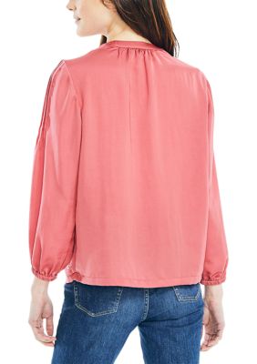 Women's Pintuck Split Neck Top