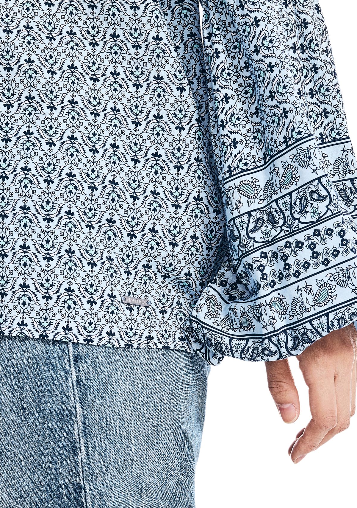 Womens Sustainably Crafted Printed Split Neck Top