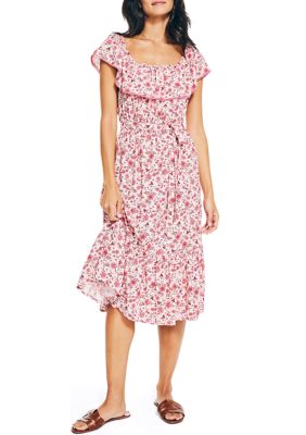 Women's Sustainably Crafted Printed Off the Shoulder Dress