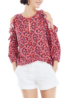 Sustainably Crafted Cold Shoulder Printed Top