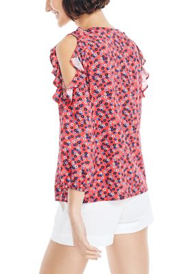 Sustainably Crafted Cold Shoulder Printed Top