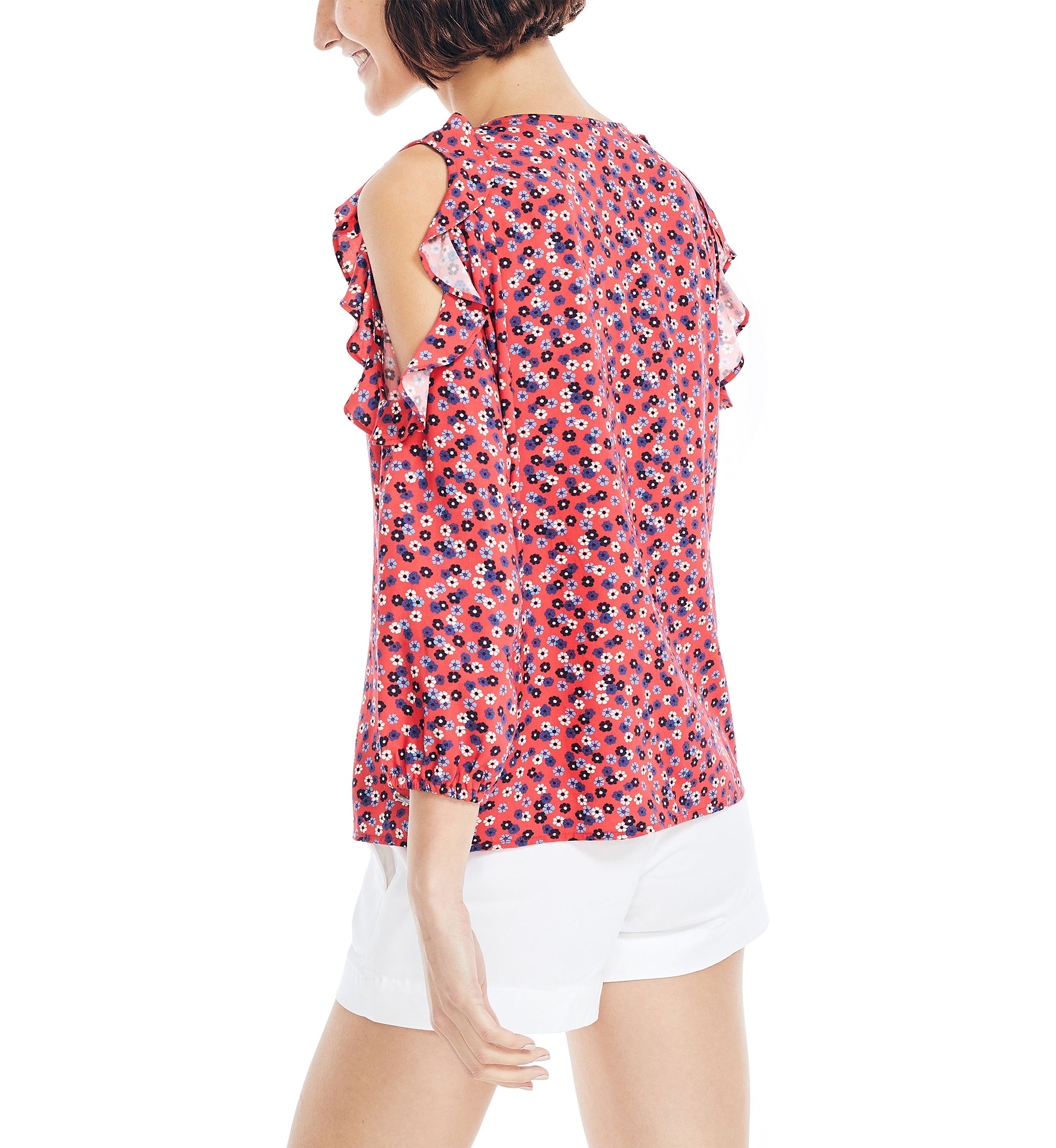 Sustainably Crafted Cold Shoulder Printed Top