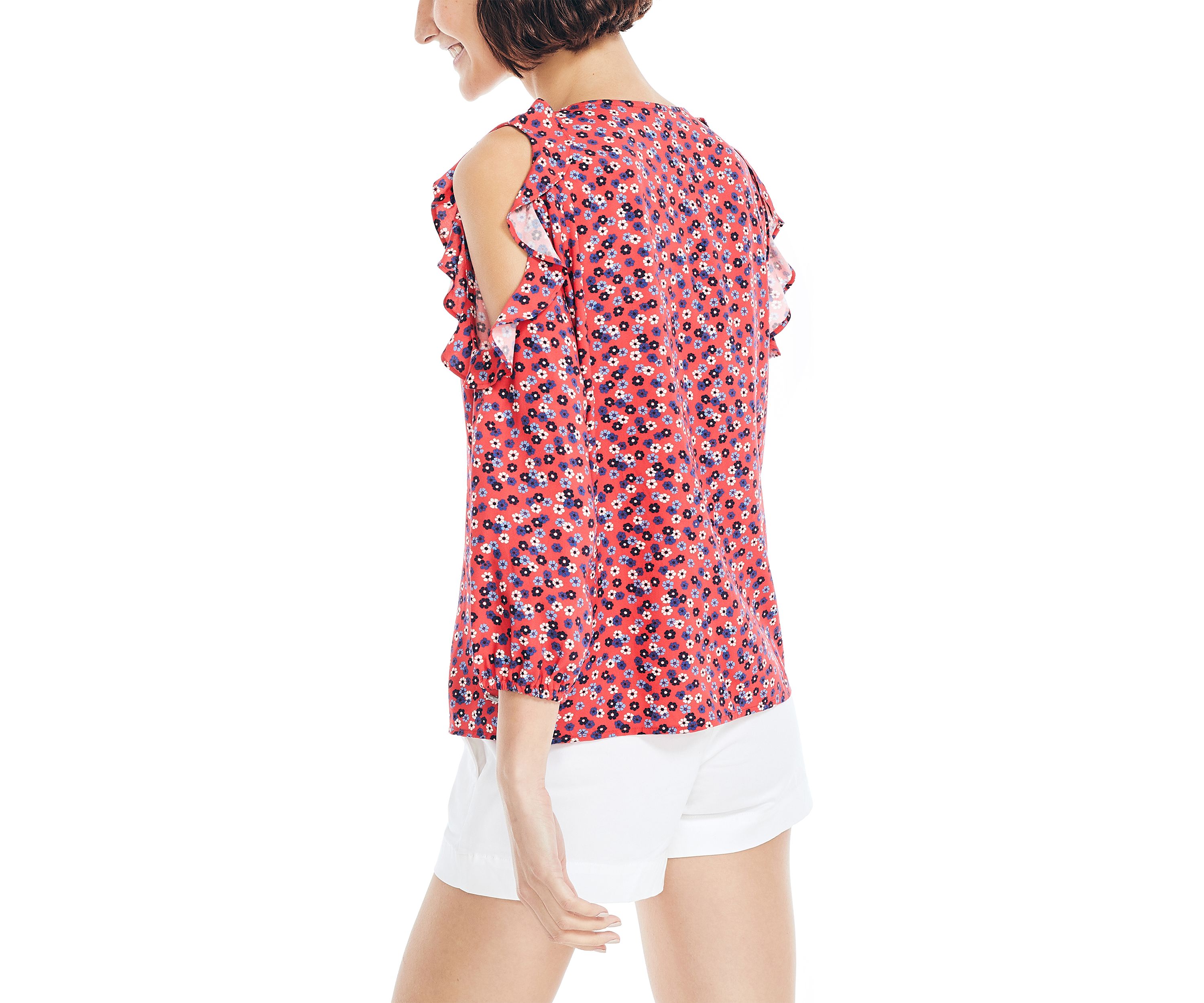 Sustainably Crafted Cold Shoulder Printed Top