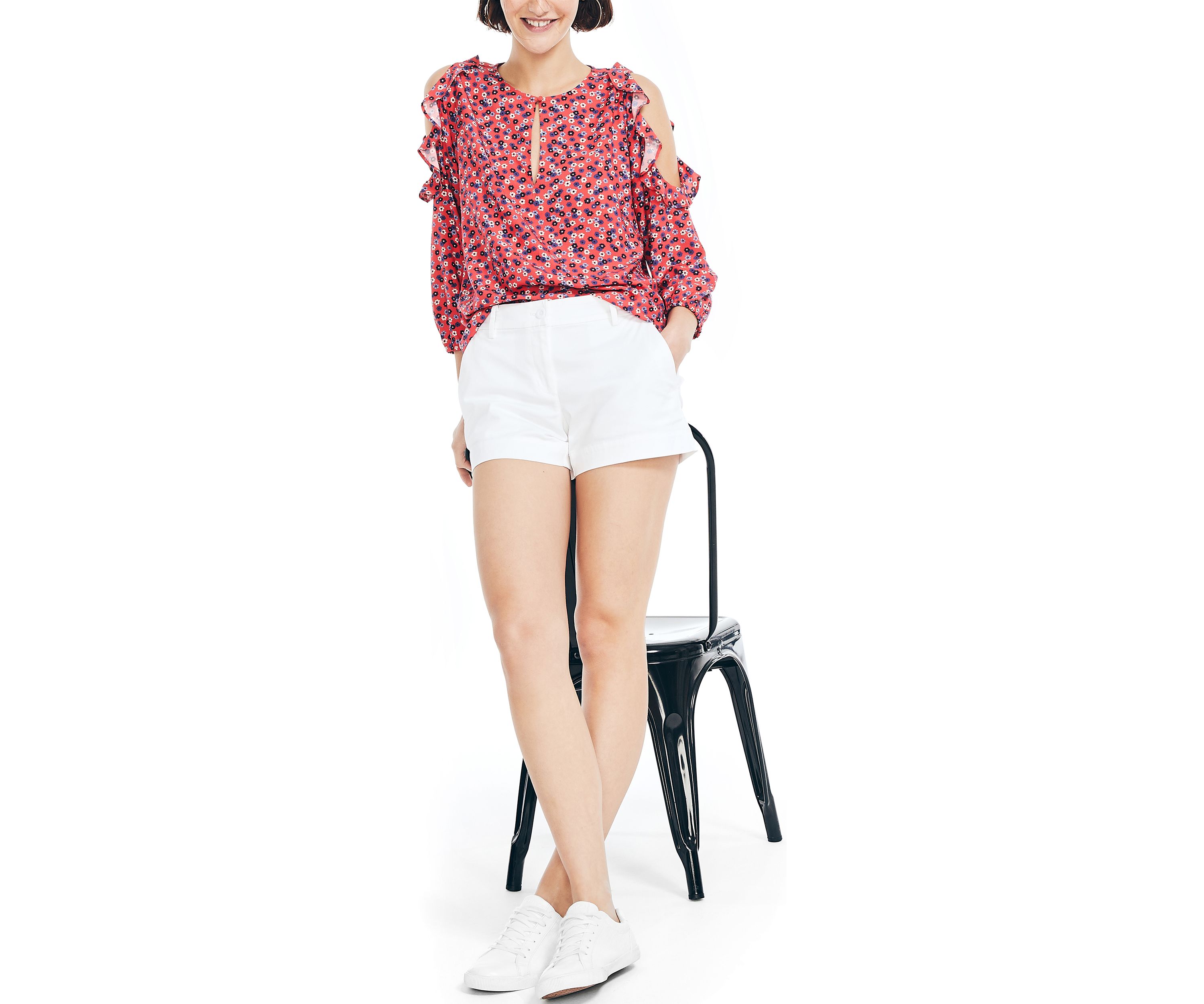 Sustainably Crafted Cold Shoulder Printed Top