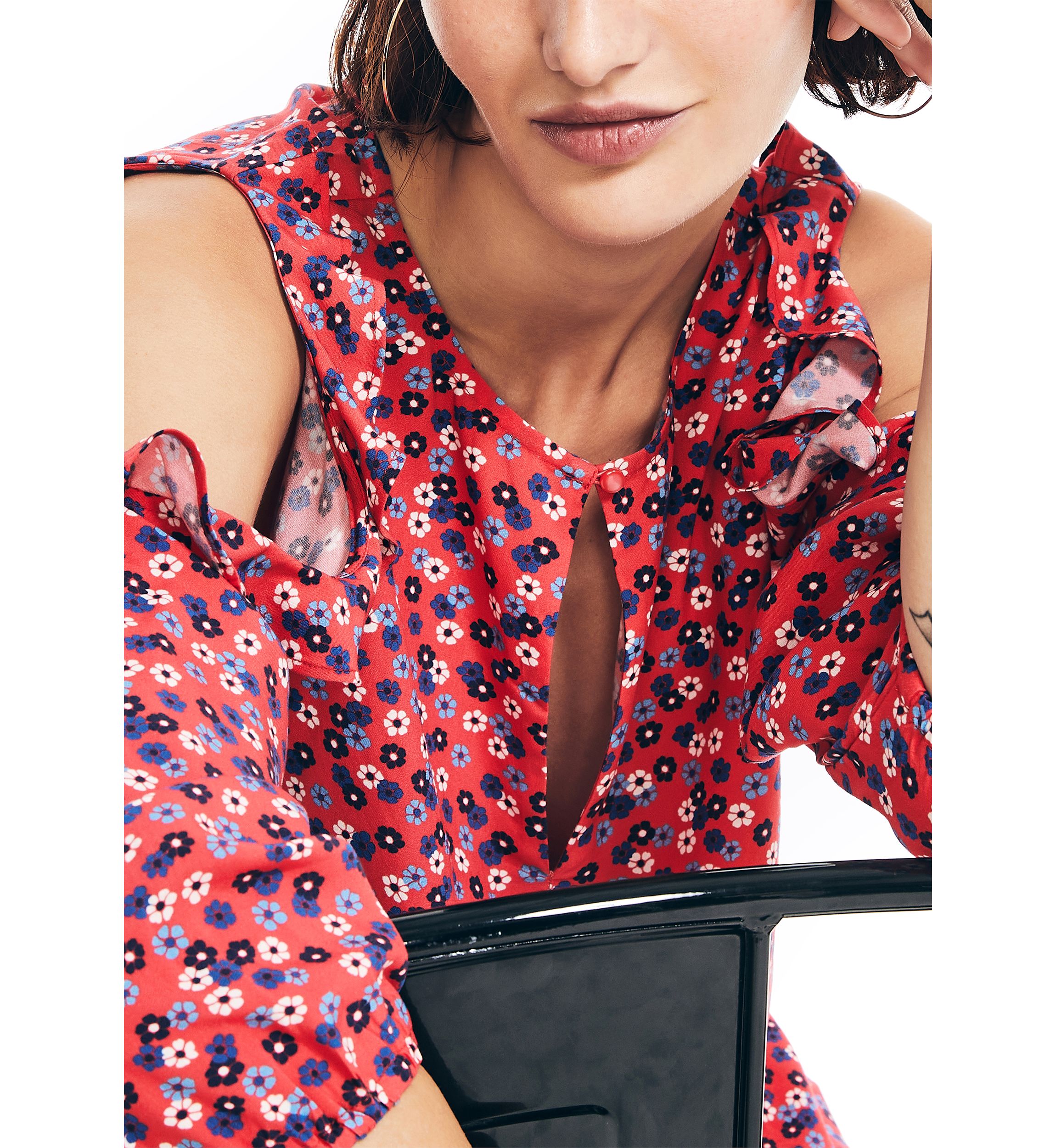 Sustainably Crafted Cold Shoulder Printed Top