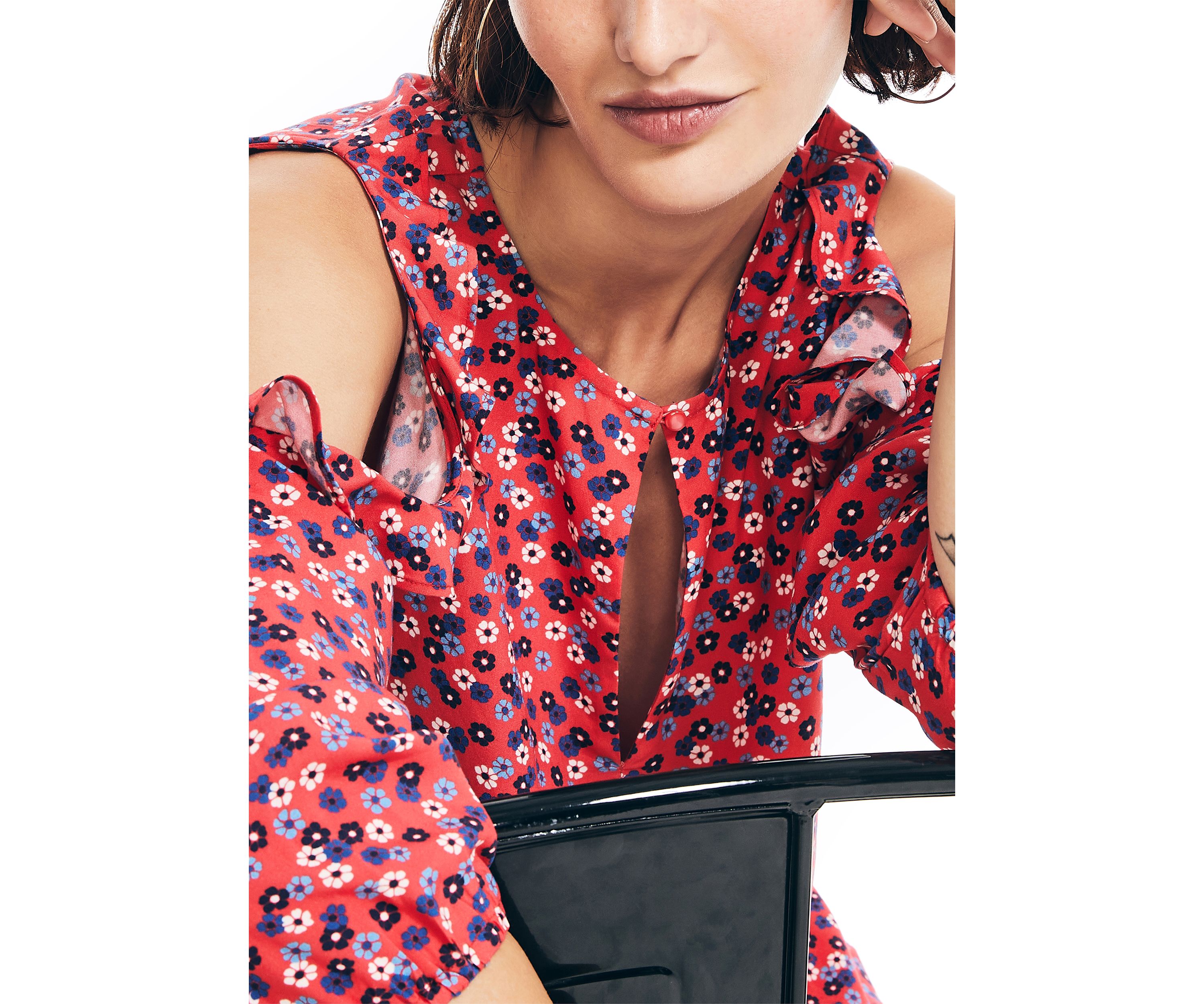 Sustainably Crafted Cold Shoulder Printed Top