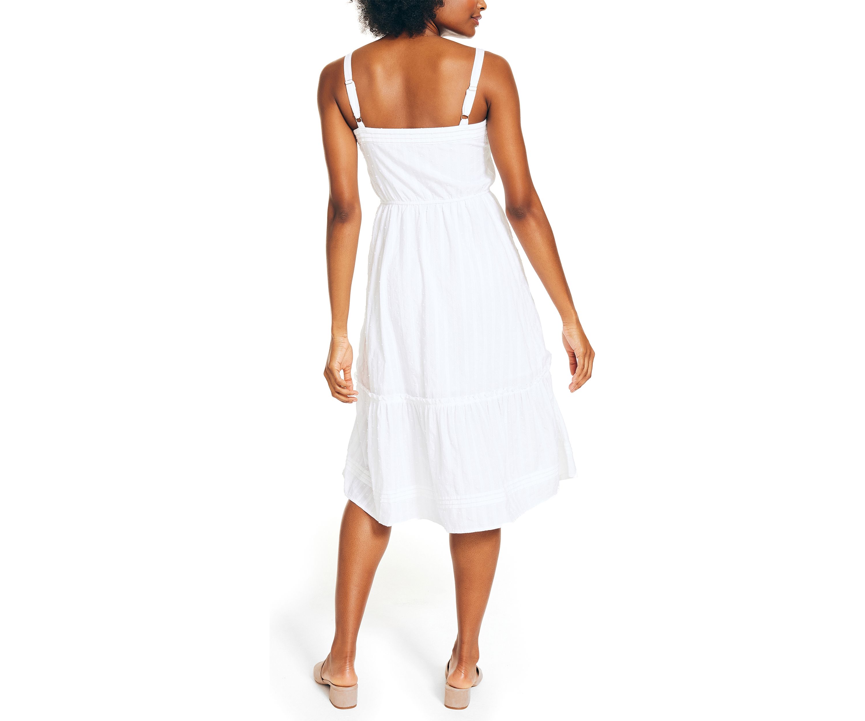 Womens Ruffle Tiered Button Down Dress