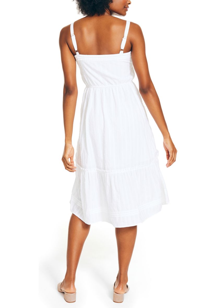 Womens Ruffle Tiered Button Down Dress