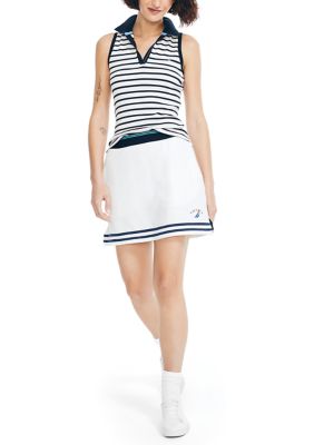 Women's Striped Sleeveless Polo Shirt