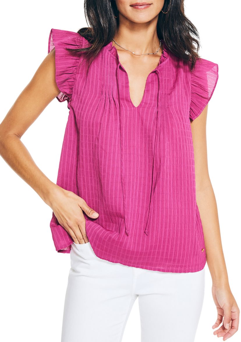 Womens Ruffle Neck Top