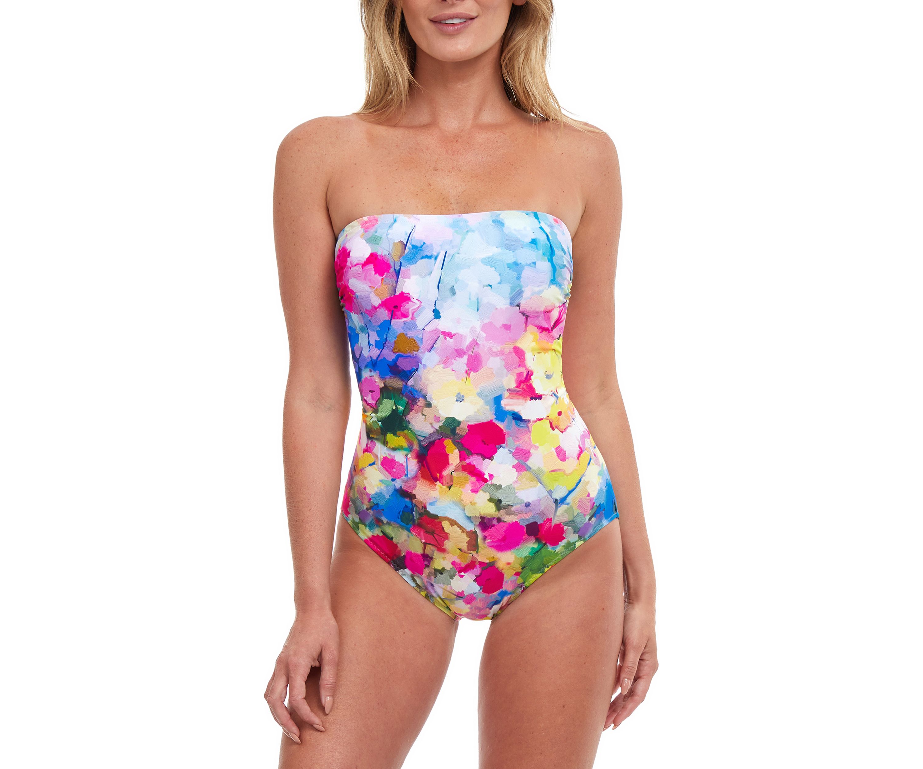 Floral Bandeau One Piece Swimsuit 
