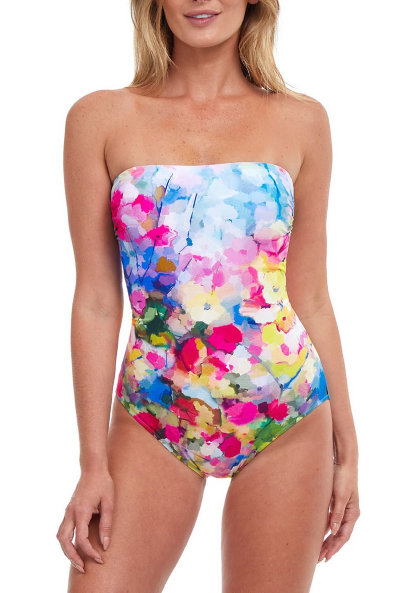 Floral Bandeau One Piece Swimsuit 