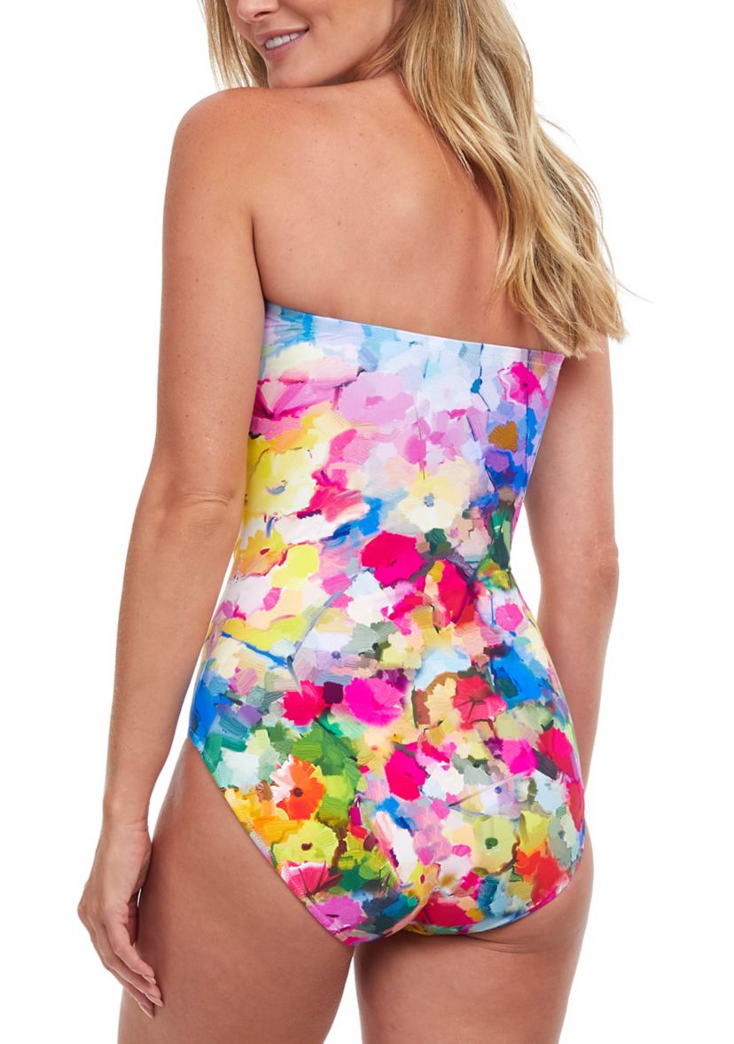 Floral Bandeau One Piece Swimsuit 