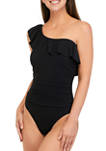 One Shoulder Ruffle One-Piece Swimsuit