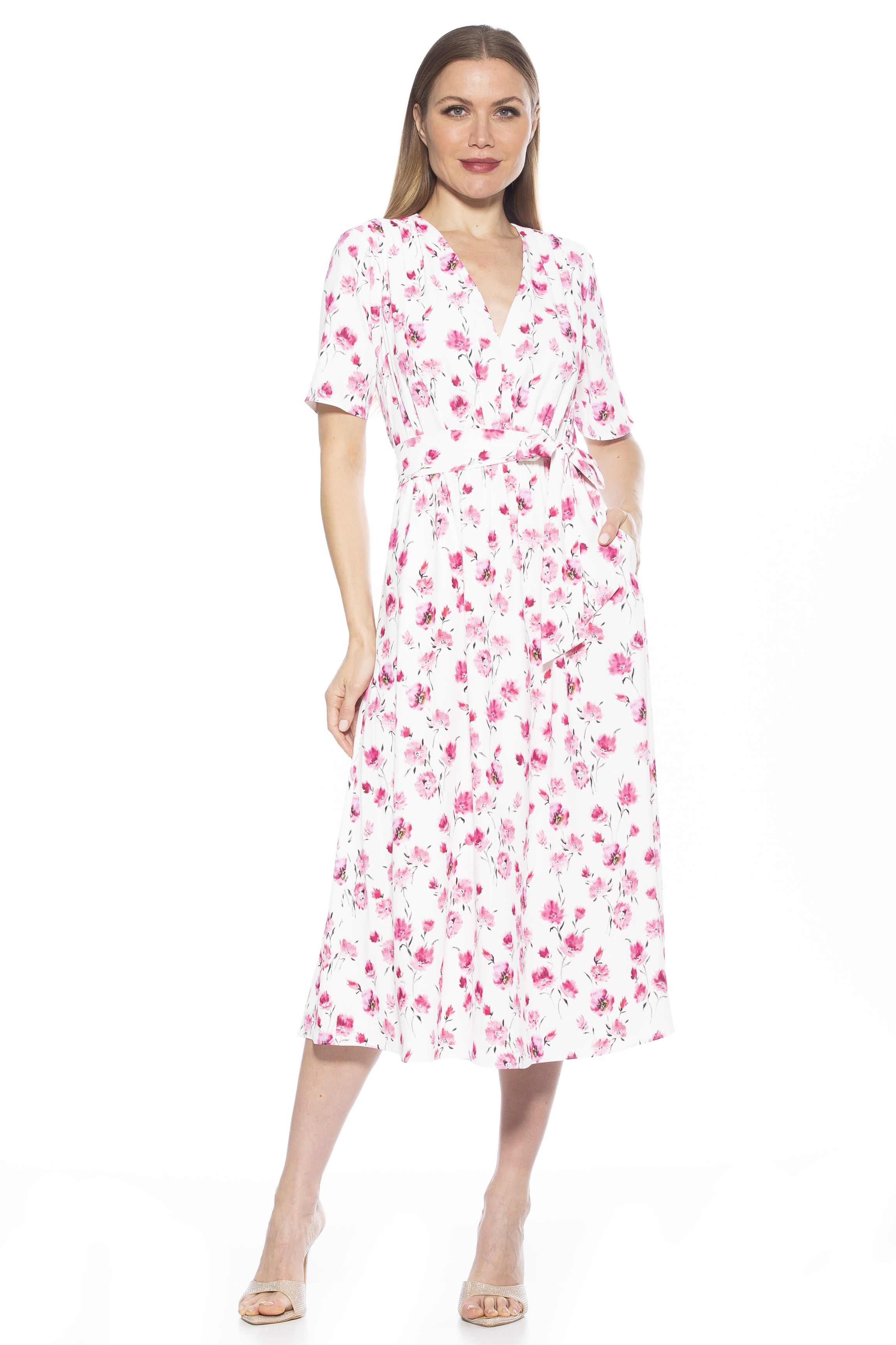 Larisa V Neck Fit And Flare Dress