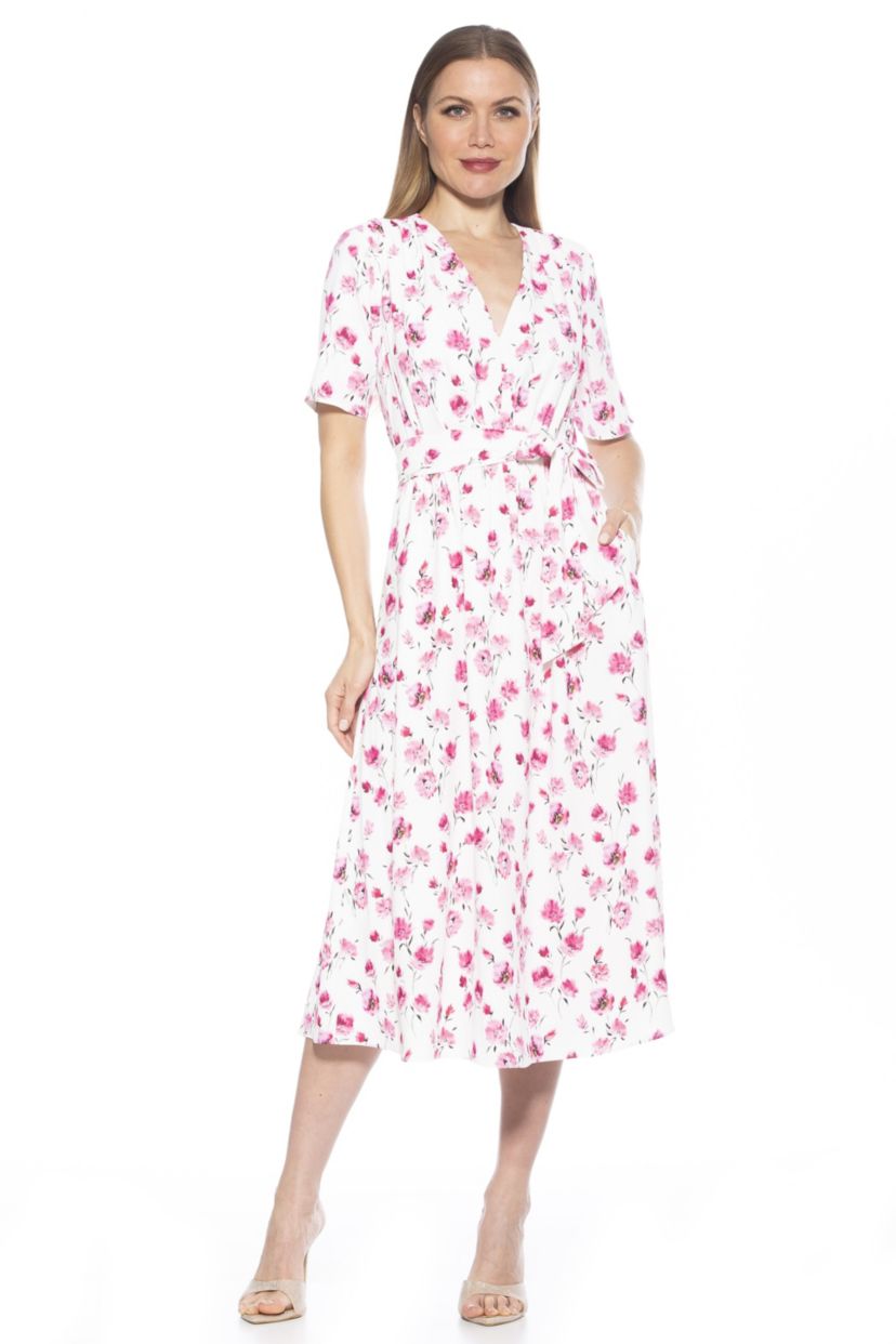 Larisa V Neck Fit And Flare Dress