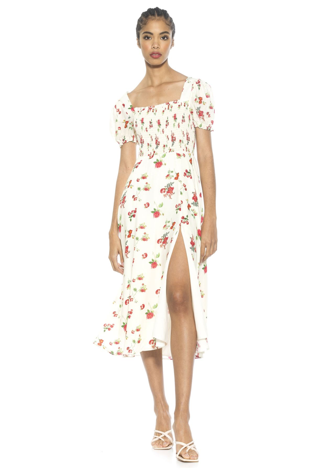 Iris Smocked Puff Sleeve Midi Dress