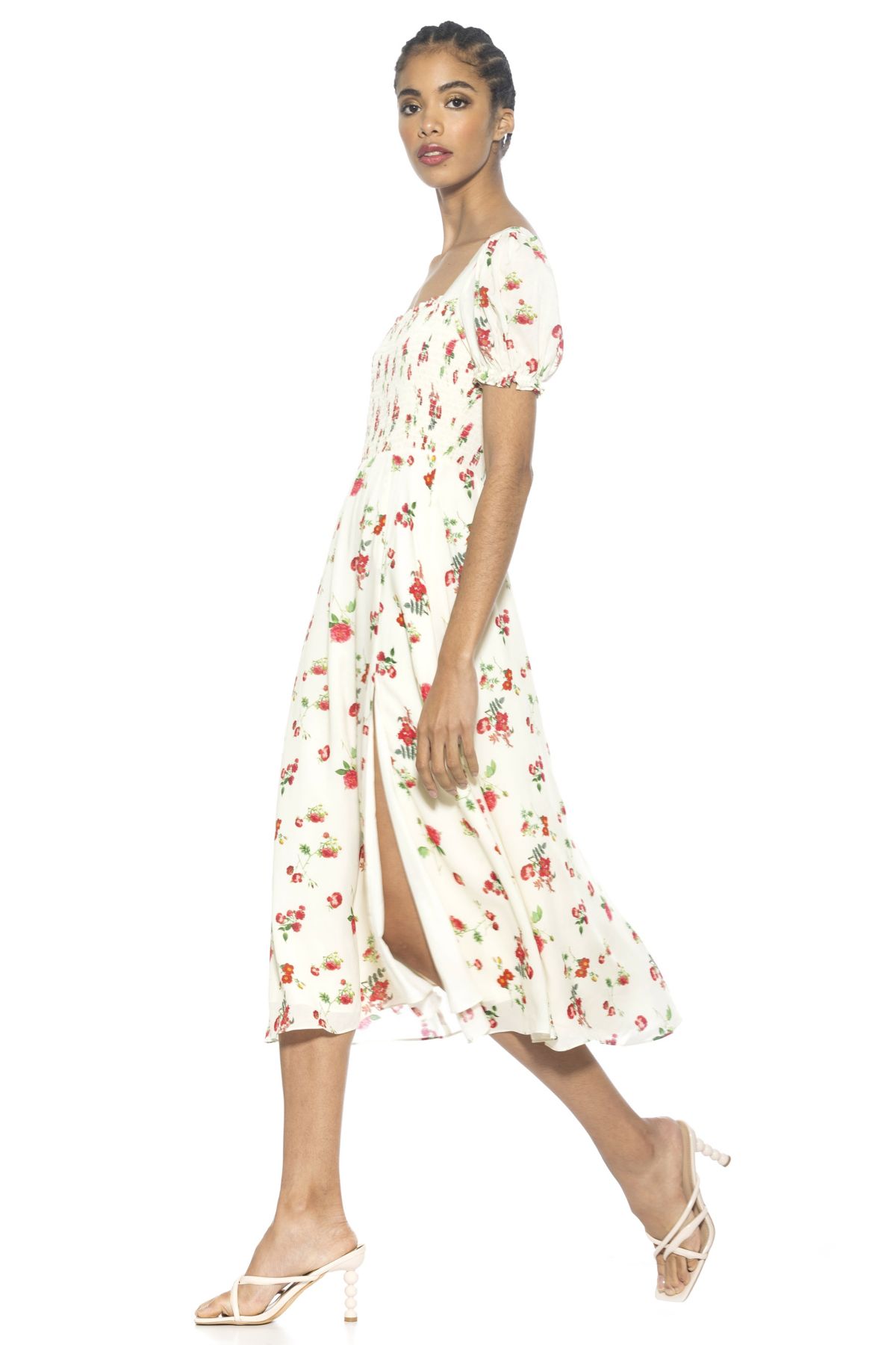 Iris Smocked Puff Sleeve Midi Dress