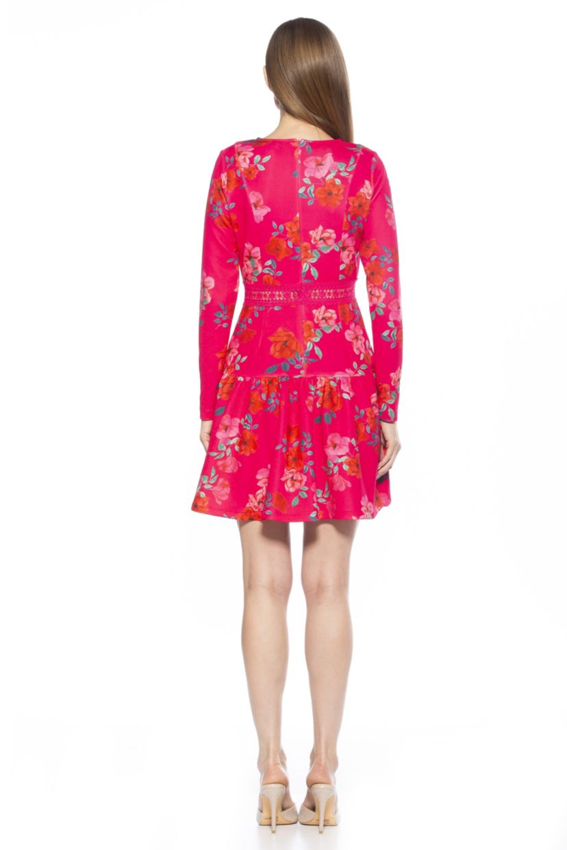 Alexa Long Sleeves Lace Trim Dress