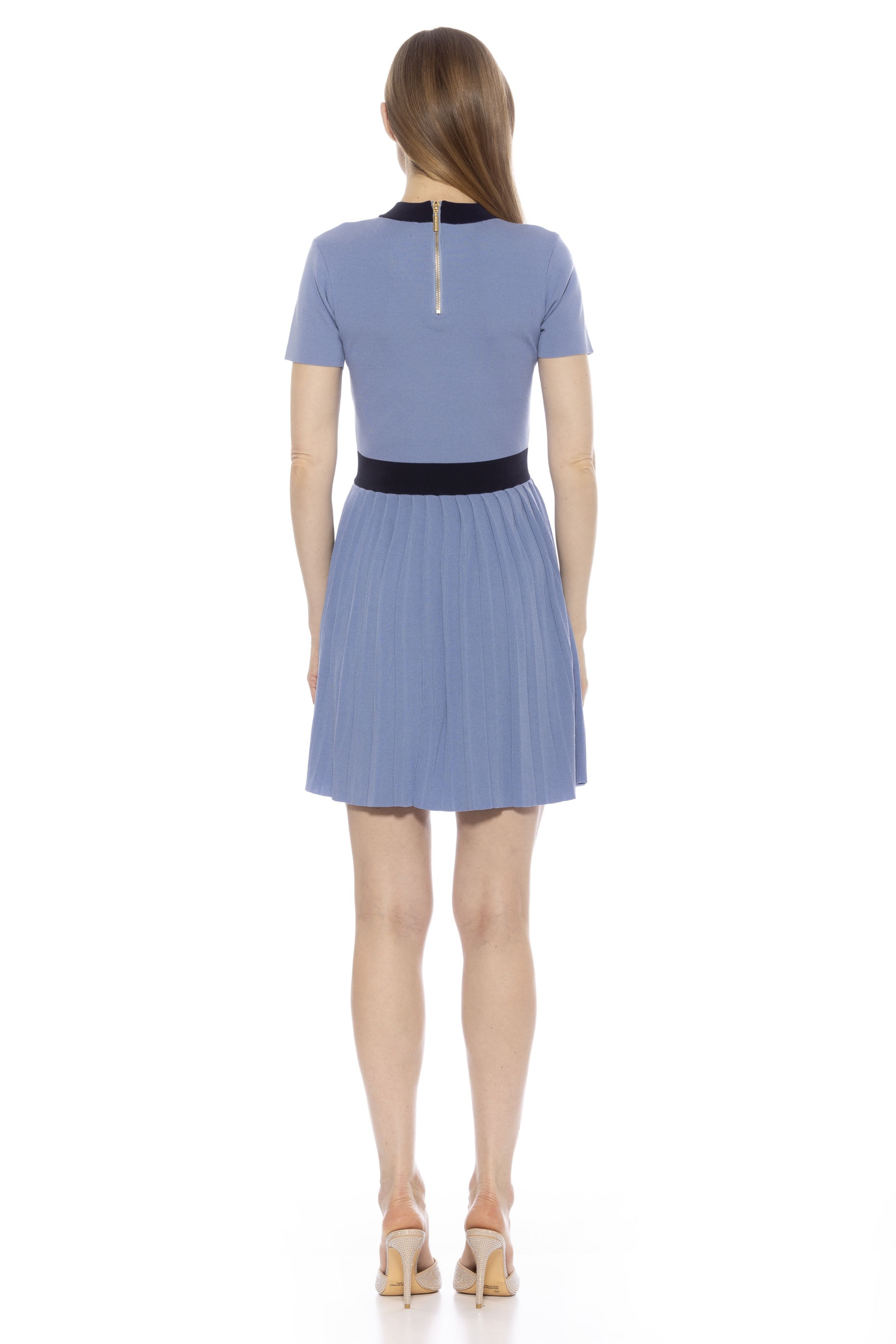 white knit midi dress long sleeve Erin White Knit Midi Dress with Flared Sleeves and Pearl Detail main image 1
