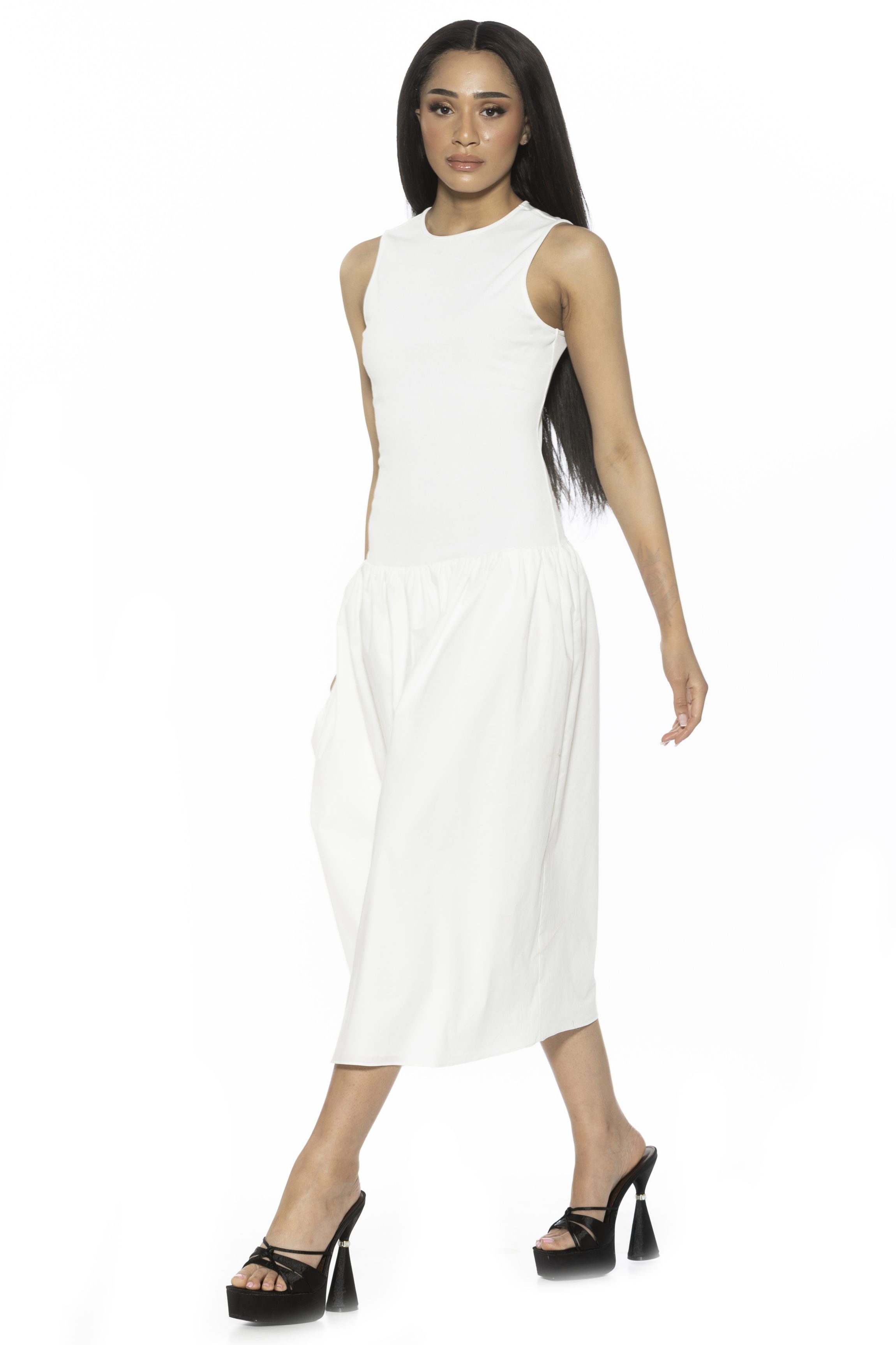 Lyle Crewneck Fit And Flare Midi Dress