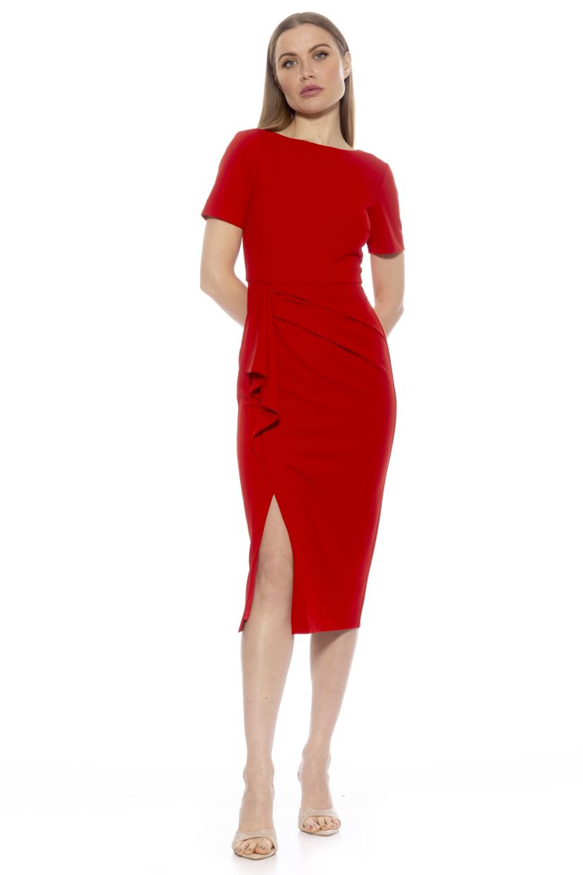 Zayd Boatneck Midi Sheath Dress